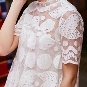 EUC HD in Paris Lace Top with Citrus Detail, sold at Anthropologie - size US 4